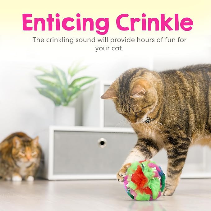 Jumbo Cat Crinkle Ball 3.5 Inch | 1 Pack | Interactive Indoor Cat Toy, Safe Lightweight Build with Durable Crinkle Material and Engaging Sound