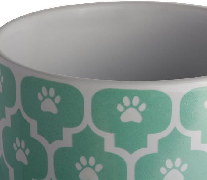 Bone Dry Lattice Pet Treat Jar with Bamboo Lid, Dishwasher Safe, Canister, 4x6.5", Aqua