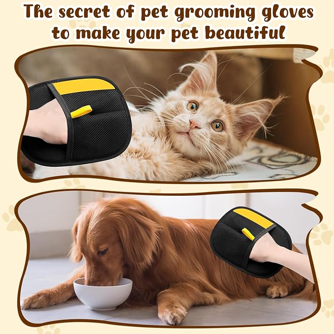 KLIFE 2Pcs Magic Brush Pet Hair, Pet Hair Remover Gloves for Cats & Dogs, Reusable Electrostatic Pet Hair Remover Glove for Couch Furniture, Carpet, Curtain