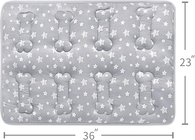 Dog Crate Bed Mat (36" X 23"), Soft Dog Bed Pad Mat with Cute Stars | Personalized Crate Pad, Anti-Slip Bottom, Machine Washable Kennel Pad