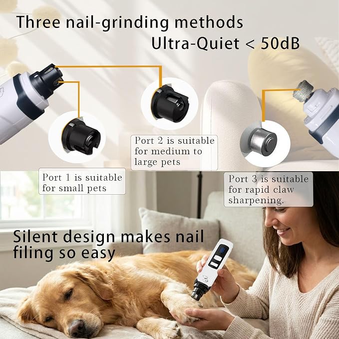 OUTMX 2026 Upgrade Dog Nail Clippers, Groom Silent Pro Nail Grinder Set, Dog and Cat Nail Clipper, Dog Nail Trimmers for Small and Medium-Sized Pets of Different Sizes