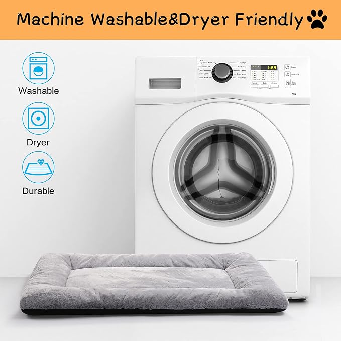 Dog Crate Pad Washable Dog Bed for Crate Extra Large Cozy Mat 48-Inch Gray | Ultra Soft Kennel Pad,Anti-Slip Bottom,Fits for Most Metal Crates,Comfortable Sleeping Pet Mat