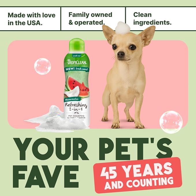 TropiClean 2-in-1 Dog Shampoo and Conditioner, Watermelon Scent, 1 Gallon