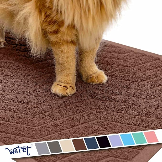 Cat Litter Box Mat U02.2, Kitty Premium PVC Pad, Durable Trapping Rug, Phthalate Free, Urine-Resistant, Scatter Control, L 35 x 23, Brown