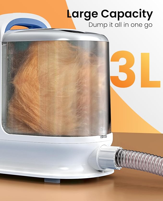 oneisall Dog Grooming Vacuum Kits with Clipper | Exatra Large 3L Dust Cup,13KPa 3 Suction,Clipper,Nail Grinder & Shedding Brush 7 in 1 Grooming Kits,Low Noise,BM3