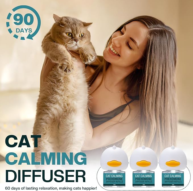 6 in 1 Cat Calming Diffuser Multicat Calming Pheromones Diffusers Relief Stress Scratching Anxiety Fighting 90 Days Calm Relaxing Pheromone for Cats kit