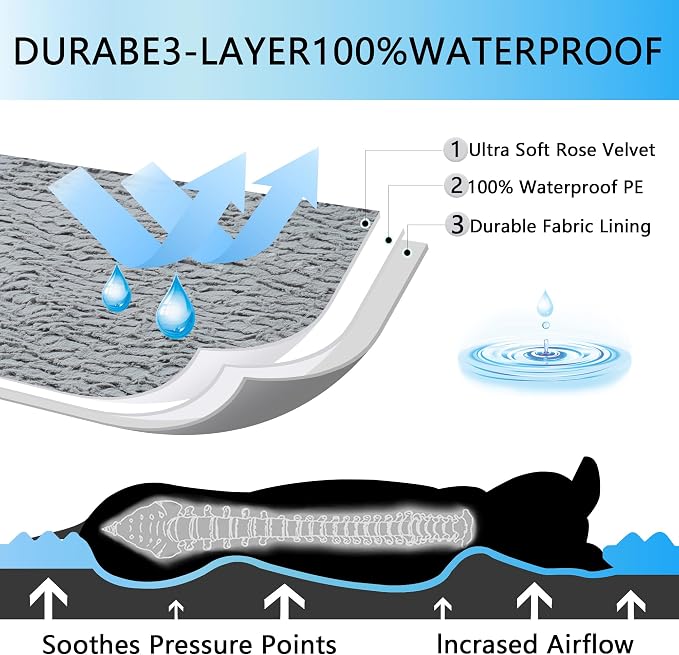 Orthopedic Plush U Shape Dog Bed,Large XL Sized Dog 42''X30''x7.5'' Soft Waterproof Egg Foam Pet Crate Beds Mat or Kennel Pads with Removable Washable Cover,Non-Slip Bottom,Grey