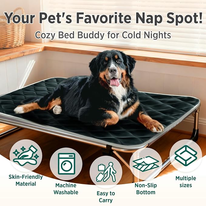 Dog Bed Mat Crate Pad, Anti-Slip Bottom Machine Washable Pet Pad | Thick lightweight mat with anti-slip bottom, machine washable. Ideal for dogs, cats in crates, home & car, S 24x18'', Grey