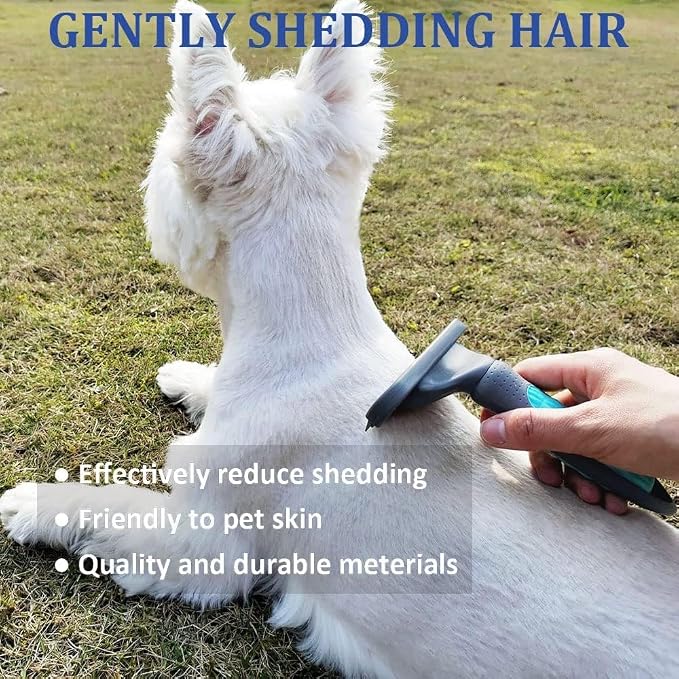 2PCS Pet Grooming Brush Set, Undercoat Deshedding Tool & Double-Sided Silicone Glove for Dogs, Cats & Horses - Gentle & Effective Loose Hair Removal, Shedding Reduction