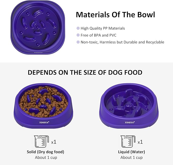 YINEYA Anti-Choking Slow Feeder Dog Bowls Small Size Dog, Slow Feeder Cat Bowl, Supplies and Puzzle for Pet