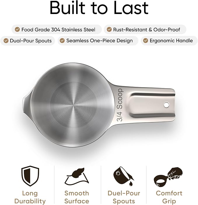 Color Up ¾ Cup Pet Food Scoop – Stainless Steel Dog Food Scoop Cup (12 Tbsp) – Heavy-Duty, Rust-Resistant Measuring Scoop for Dogs, Cats, Birds & Rabbits – Ideal for Dry Food & Treats