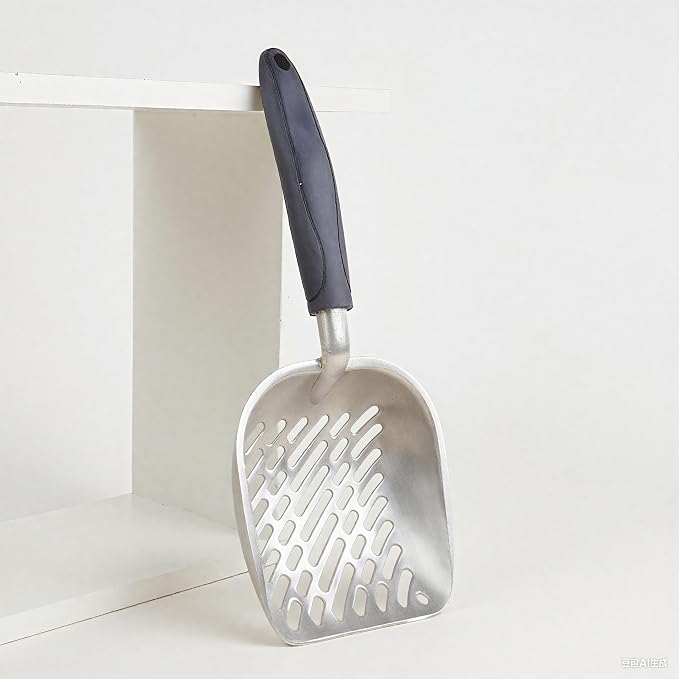 Navy Handle Giant Metal cat Litter Scoop Stainless Steel Oblique Hole Litter Box Scoop Size 13.58" Lx5.51 Wx1.97 H
