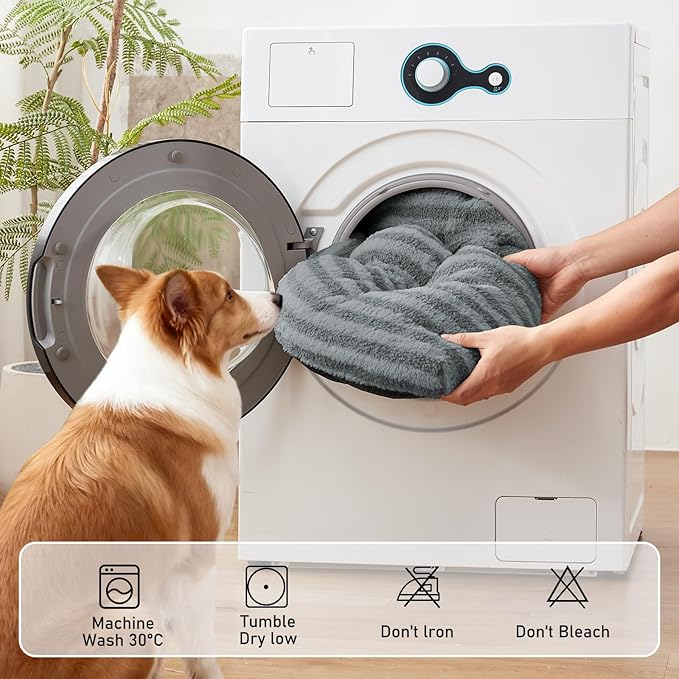 FURTIME Washable Dog Bed Medium Size Dogs, Deluxe Dog Crate Beds | Comfy Fluffy Kennel Pad Anti-Slip Pet Sleeping Mat, Machine Washable Dogs Pillow, 29"x21"x3", Gray