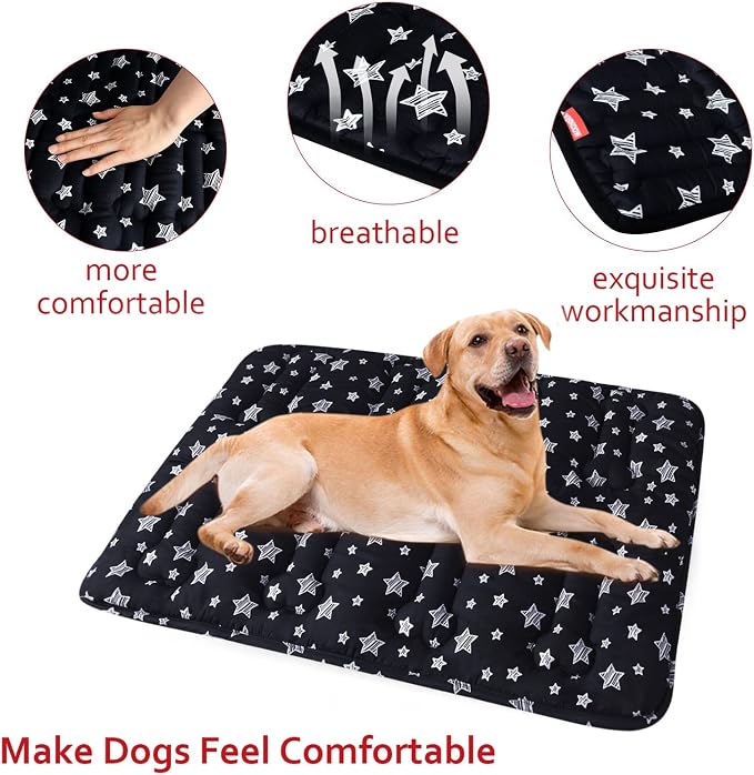 Dog Crate Mat (24" X 18") 2 Pack, Soft Bed, Personalized Pad, Anti-Slip Bottom, Machine Washable Kennel Pad, Black