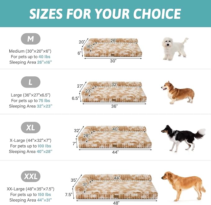 COZY KISS Faux Rabbit Fur Small Dog Bed – 30"x20" Orthopedic Foam Couch with Sides, Removable Washable Cover & Waterproof Lining, Tie-Dye Brown