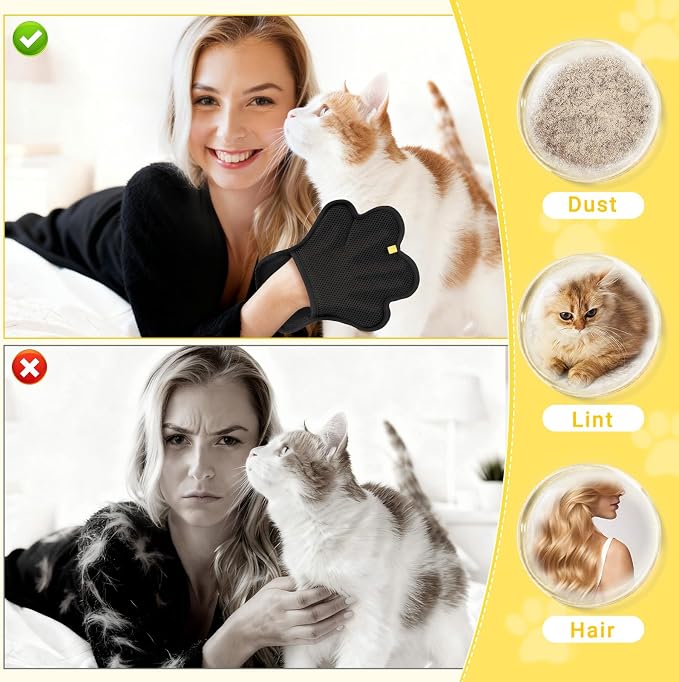 Pet Hair Removal Glove for Cats and Dogs,Upgrade Reusable Electrostatic Magic Brush Pet Hair Removal Grooming Gloves Tool for Furniture, Bed Sheets,Couch,Clothes,Carpet,Car Seat (2)