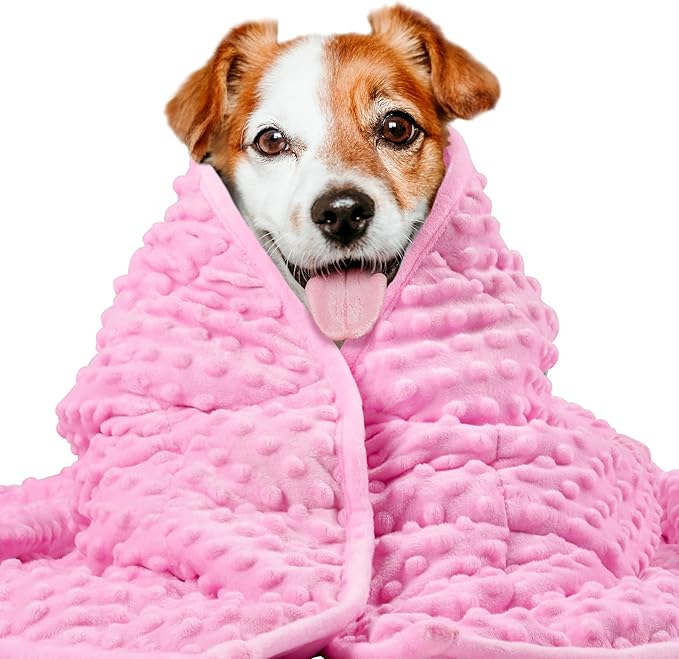 LaSyL Weighted Blanket for Pets | Thunder Blanket for Dogs Anxiety | Premium Soft Minky | Relaxation & Calming & Anti Anxiety | Used in Car, Bed, Couch | Pink, Washable Large (40"x47")
