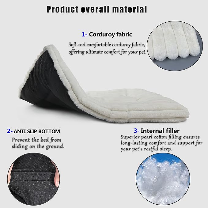 36 Inch Dog Crate Bed for Medium to Large Size Dogs,Ultra Soft Dog Pad for Crate or Cage Washable & Anti-Slip Kennel Pad for Pets Cozy Sleeping Mat,Fluffy Comfy Pet Mattress Cushion(35" x 23", Cream)