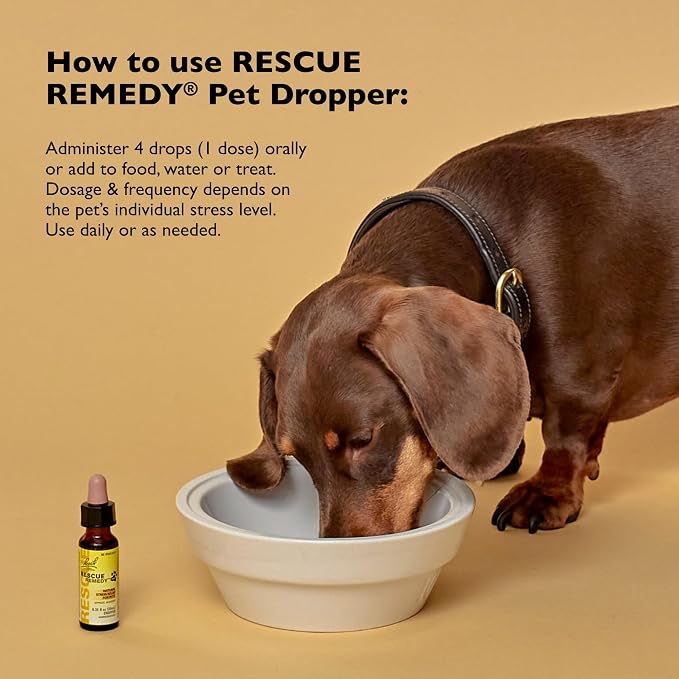 Rescue Remedy Pet Dropper - 10mL - Stress & Tension Support for Dogs & Cats with Bach Natural Flower Essences - Sedative-Free, Homeopathic Liquid Formula - For All Breeds, Ages & Weights