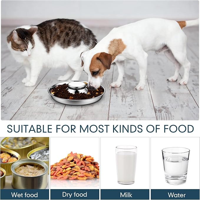 Zopeal 6 Pcs 11.8" Stainless Steel Puppy Bowls Puppy Food Feeding Bowl Dog Food Water Slow Feeder Bowls, Weaning Feeder for Litters, Small Medium Large Dogs, Pets, Multiple Puppies