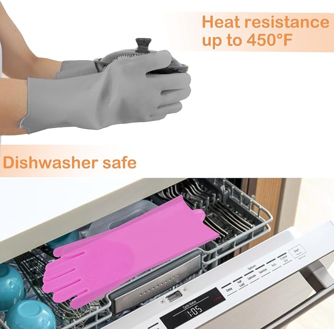 Silicone Pet Grooming Gloves Dog Washing Gloves for Bathing Massaging | 3,000 Soft Bristles, Non-slip & Extended Sleeves, Heat Resistant & Dishwasher Safe, For Cats and Dogs, Home/Car Cleaning