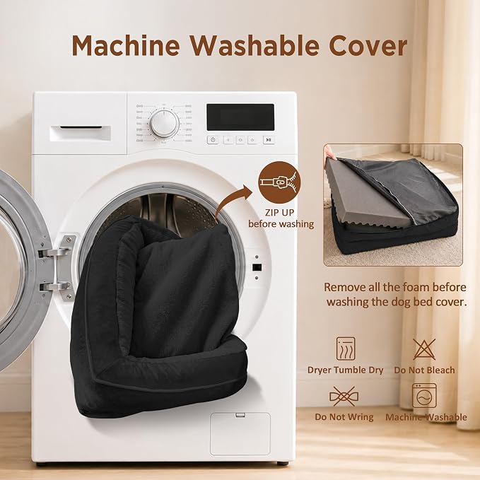Comfort Expression Orthopedic Dog Bed for Medium Size Dog with Bolster | Waterproof Dog Couch Bed with Washable Cover & Non-Slip Bottom, Supportive Egg Crate Foam Medium Pet Bed, 30x20 Inch