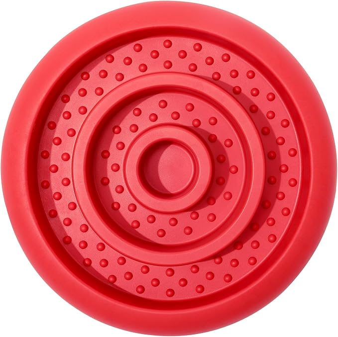 Slow Feeder Lick Mat for Dogs - Keep Them Busy - Natural Rubber Dog Frozen Treat Toys - Durable Interactive Enrichment Toys - Licking Dish for Dog De-Stressing, Red