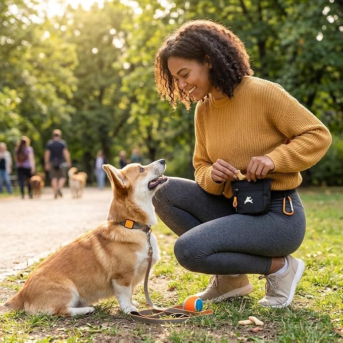 Goodie Treat Bag, Dog Treat Training Pouch | Magnetic Closure | 3 Ways to Wear | Hands-Free Waist Belt | Water-Resistant Recycled Vegan Fabric (Raven S'25)