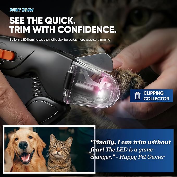 2-in-1 Dog & Cat Nail Clippers and Grinder with LED Light | Sharp Blade, Low-Noise Grinder, Safety Guard & USB Rechargeable Cordless Design for Small, Medium and Large Pets