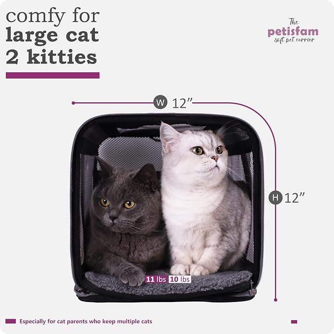 Soft Pet Carrier for Large and Medium Cats, 2 Kitties, Small Dogs. Easy to Get Cat in, Great for Cats that Don't Like Carriers (Viva Magenta)