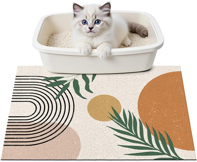 Cat Litter Mat Litter Trapping Mat, 24"x15" Waterproof Urine Proof Litter Box Mat Catcher Mat Non-Slip Washable for Kitty Kitten, Orange
