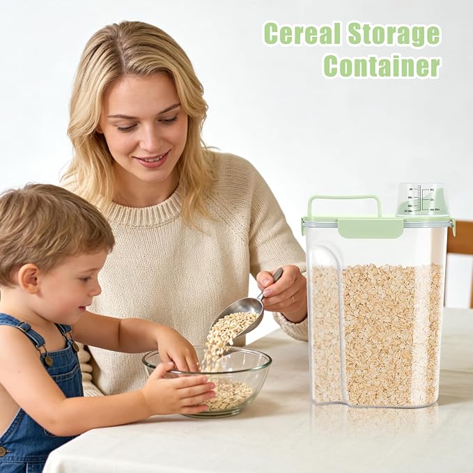 5 Lbs Pet Dog Food Storage Container for Travel Bird Seed Dispenser - Green | Portable Cat Food Containers with Collapsible Bowl 10 Lbs Rice Bin Airtight Cereal Oatmeal Flour Holder with Large Pour Spout