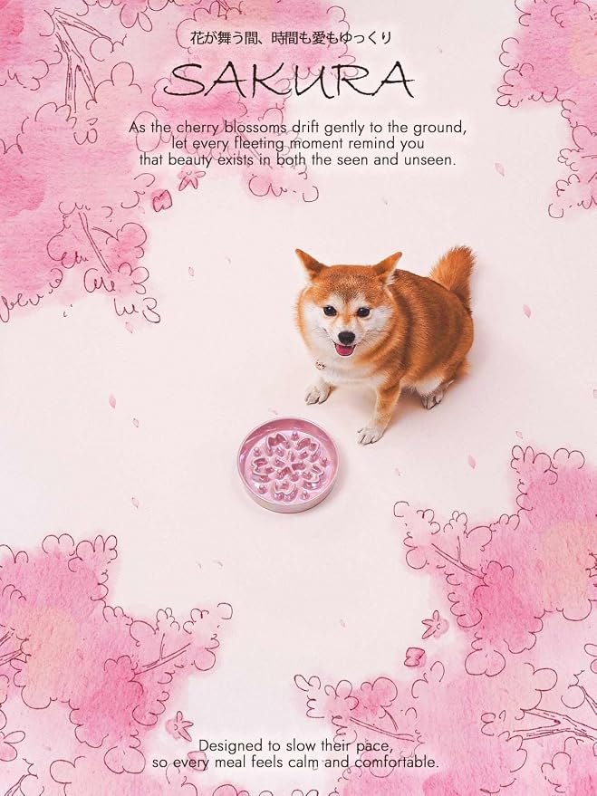 LE TAUCI Ceramic Slow Feeder Dog Bowls Small Breed, 0.6 Cups Dog Food Dish for Fast Eaters, Puzzle Bowl for Small Dogs and Cats,Sakura Pink