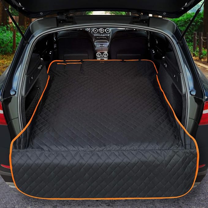 Cargo Liner for Dogs Waterproof Pet Cargo Covers for SUV with Bumper Flap Protection Heavy Duty Nonslip Dog Trunk Cargo Protector Washable Dog Seat Cover for Universal and Large Size SUVs