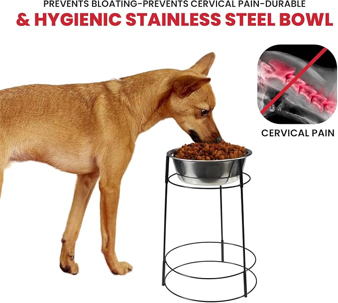 SPOT Hi Rise Single Diner Elevated Dog Feeder, 2qt Stainless Steel Bowl, Durable Wire Stand, Hygienic, Easy to Clean, Promotes Proper Posture for Tall Pets, Ideal for Medium and Large Breeds, 14.25in