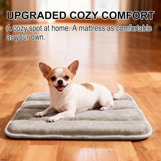 pobopobo Dog Crate Pad, Ultra Soft & Anti-Slip Kennel Mat, Secure Fit for Metal Crates & Dog Cages, Washable Cozy Bed for Small Medium Large Dogs Light Brown, S(23"*14"*1.5")