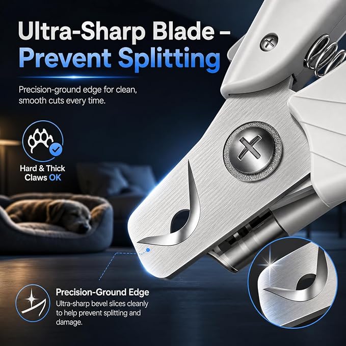 Professional Dog & Cat Nail Clippers – LED Light Dog Nail Clippers with Safety Guard, Ergonomic Pet Nail Clippers for Puppies, Small & Large Dogs, Dog Toenail Clippers, Cat Nail Trimmer