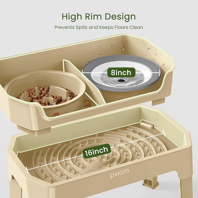 4-in-1 Elevated Dog Bowls with Adjustable Stand, Slow Feeder & Water Bowls
