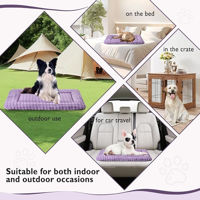 Pet Bed Mat Crate Pad for Cats Small Dogs, Dusty Purple, 24"x 18" | Washable Soft Pet Sleeping Mat, Puppy Cat Kitten Cushion with 3D Bubble Pattern