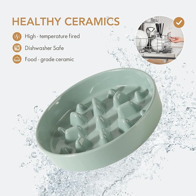 Havniva Ceramic Slow Feeder Dog Bowls, 1.6 Cups Dog Bowl Slow Feeding for Medium Breed, 8.2inch Puzzle Dog Food Bowl Slow Feeder Non-Slip Anti-Gulping and Anti-Choking Reduces Bloating