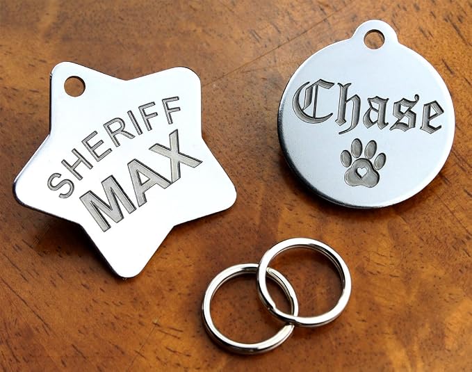 DEEP Engraved Premium Dog & Cat ID Tag – Personalized, Stainless Steel, Long-Lasting Durability - XL Bone 1-1/3"x2 (1-Side Engraving)