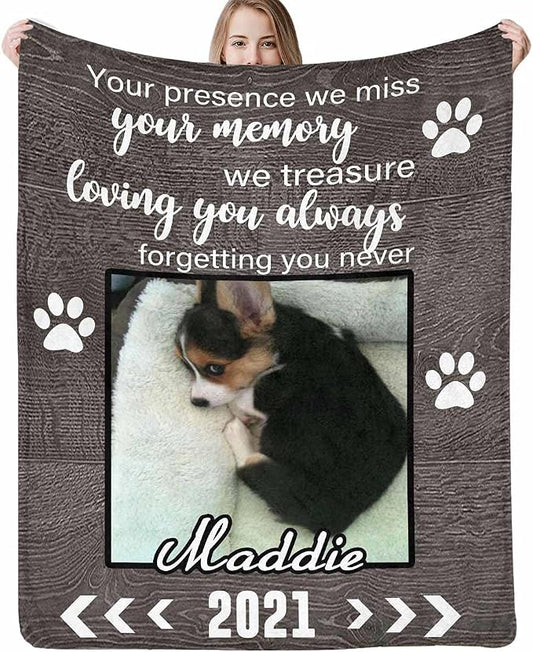 Custom Photo Blanket Best Memorial for Your Pets - Personalized Cozy Fleece Throws Blanket with Picture Upload for Dogs Cats Family Friends
