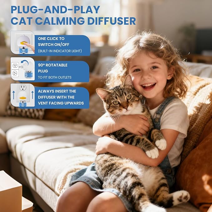 120 Days Cat Calming Pheromone Diffuser Kit, 1 Diffuser 3 Refill | 4 in 1 Multicat Calming Plug in, Relaxing Pheromone for Cat Relief Stress Anxiety Fighting Scratching, Odorless