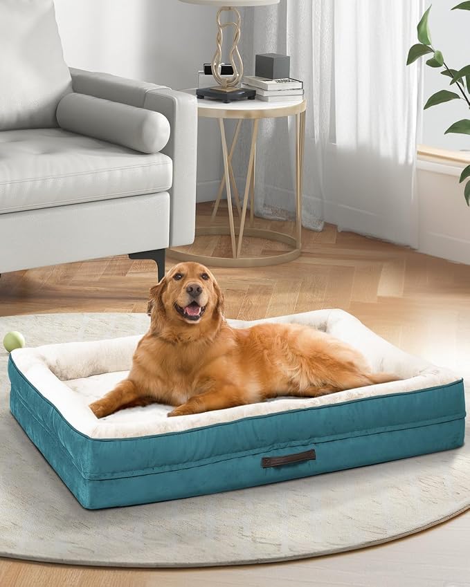 Upvilla XXL Orthopedic Dog Bed, Four-Sided Cushioned Egg-Shaped Foam Dog Sofa, Waterproof Removable Cover, Pet Sofa Bed with Non-Slip Base, Giant Dog Bed,Blue