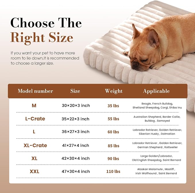 Dog Beds for Large Sized Dog, Orthopedic Pet Bed with Waterproof Lining, Soft Short Plush Surface & Egg Crate Foam, Machine Washable Pet Bed with Removable Cover & Anti Slip Bottom