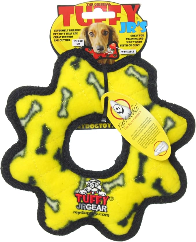 TUFFY® : 2 Pack Gear Ring Dog Toy: Ultra Durable Plush Toy with Multiple Layers & Reinforced Seams, Washable and Floats, Original Construction
