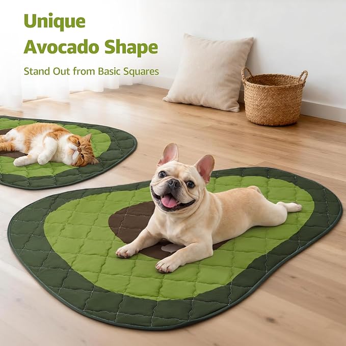 LOOBANI Dog Cooling Mat 28"x40"- Cute Avocado Design Cooling Mat for Dogs (Cool & Warm Side), Waterproof Self-Cooling Mat for Crate, Floor, Car for Small Dogs, Cats, Pet Green 28x40 in