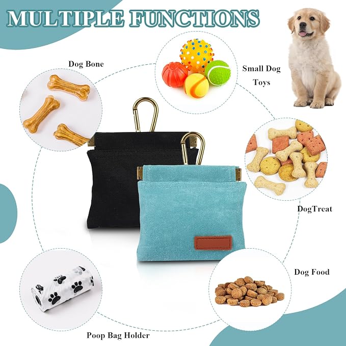 2Pcs Hands Free Dog Treat Pouches for Training, Walking and Outdoor Use | Dog Treat Bag with Carabiner, Hands Free, Auto Closing Pet Treat Pouch for Training,Walking, Hiking