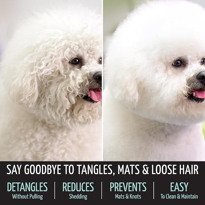 Tauro Pro Line Deshedding Slicker Brush for Dogs & Cats, Soft Pins for Gentle Dematting & Detangling, Grooming Tool for Long & Wavy Coats, Ideal for Doodles, Non-Slip Grip, Mint, Small Size (S)