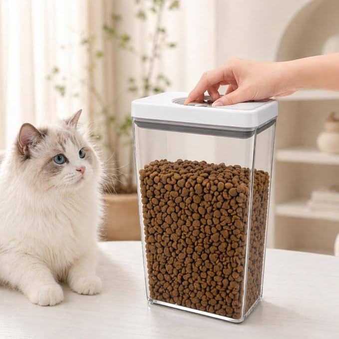 UFORU Dog and Cat Food Storage Containers, 3.1 and 4.4 Qt Airtight 2-Pack | Twist-Lock Lid, Kibble and Pet Treats, BPA-Free Material, Space-Saving Stackable Design, Easy One-Touch Opening